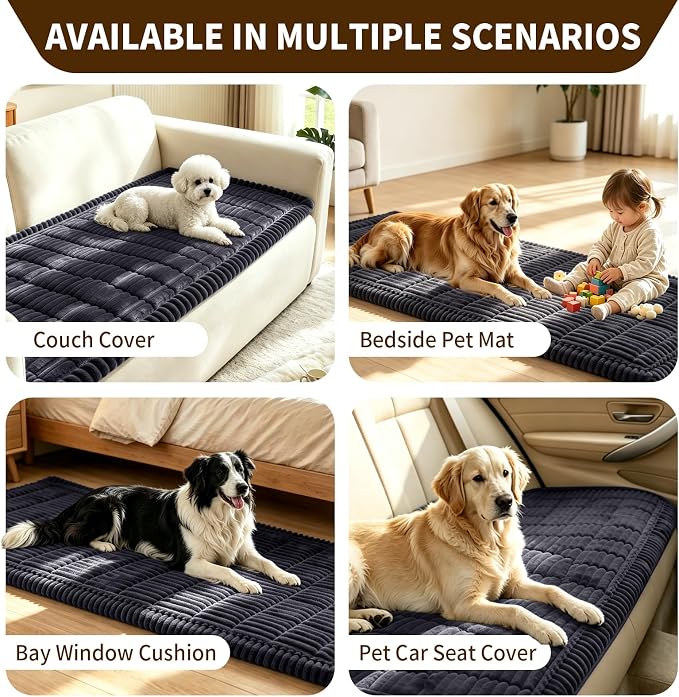 Leakproof Couch Cover for Dogs, Non Slip Washable Sofa Protector | Stain-Resistant Window Seat Cushions Chair Mat Car Seat Cover for Kids Pets (DarkGray 27.6" x 59"+27.6" x 70.9")
