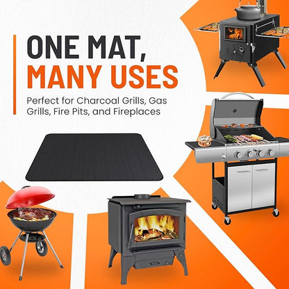 Under Grill Mats for Outdoor Grill (60 x 400 inch) Double-Sided Mat for Under Fire Pit Mat the Perfect Grill Matt for Outdoor Grill Deck Protector and BBQ Matt for Under Grill Mat for Deck