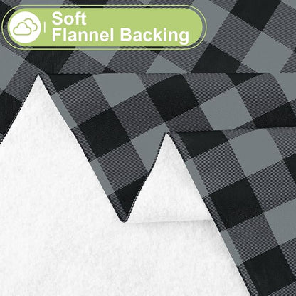 Smiry Picnic Table Cloth, Vinyl Tablecloths with Flannel Backing, 60"x84" | Waterproof Rectangle Table Cloth, Wipeable Buffalo Plaid Table Cover for Indoor and Outdoor (Black & Grey)