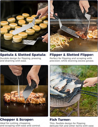 CHEFSPOT 36PC Griddle Accessories Kit – Flat Top Grill Accessories Hibachi Spatula Set for Weber and Blackstone Griddles, Breakfast Tools, Basting Cover, Cleaning Brush for Outdoor BBQ