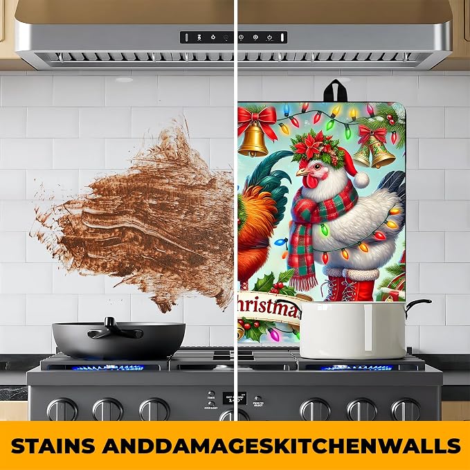 Christmas Stove Top Cover Snowman Stove Top Cover for Home Decoration Kitchen Pad Non-Stick Washable Cooktop Covers Countertop Protector Keep Stove Clean 28"x20" (Rooster)