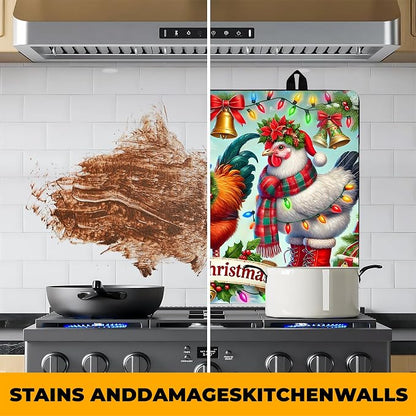 Christmas Stove Top Cover Snowman Stove Top Cover for Home Decoration Kitchen Pad Non-Stick Washable Cooktop Covers Countertop Protector Keep Stove Clean 28"x20" (Rooster)