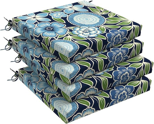 DYTXIII Set of 4 Outdoor Chair Cushions, Water Resistant 18.5"x16"x2" Square Seat Cushion for Patio Dining Chairs, High-Density Replacement Pads for Indoor Outdoor Furniture - Azure Symphony‌