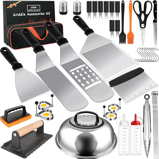 42PCS Blackstone Griddle Accessories Kit, Flat Top Grill Accessories Set for Blackstone and Camp Chef, Grill Spatula Set with Melting Dome, Burger Press, Gifts for Men, for Men
