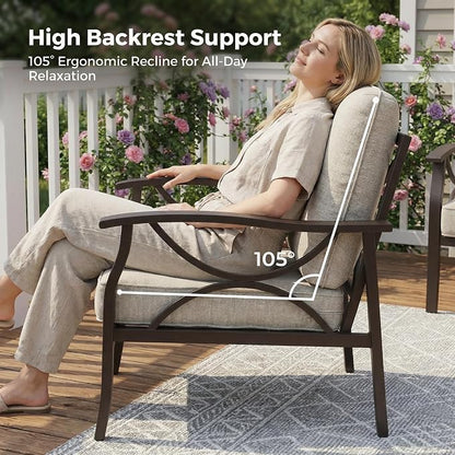 RoyalCraft Outdoor Patio Furniture Set, 9 Seats Outdoor Patio Set with 4" Thick Cushion, All-Weather Metal Patio Sofa with Coffee Table, Outdoor Sectional Furniture for Porch Backyard, Khaki&Beige