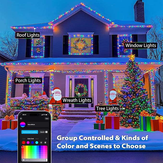 JMEXSUSS 800 LED Color Changing Halloween Lights, RGB Christmas Lights | 173ft, Smart, Remote & APP Control, Waterproof Christmas String Lights for Outdoor Xmas Tree Party House Halloween Decoration