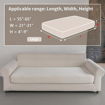 OHSIO Couch Cushion Covers for Sectional Sofa, Stretch Soft Sofa Slipcovers Washable Wear-Resistant Universal Furniture Protector for Living Room(1 Piece Large Cover, Ivory)