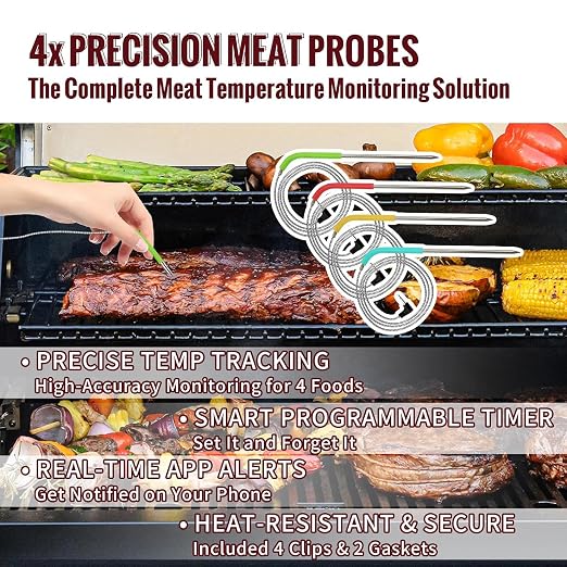 WiFi Controller Combo Set Replacement for Masterbuilt Gravity Series 560/800/1050 Digital Charcoal Grill - Full Kit with WiFi Control Panel, RTD Probe, 4 Meat Probes, 3 Door Switches & Power Adapter