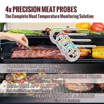 WiFi Controller Combo Set Replacement for Masterbuilt Gravity Series 560/800/1050 Digital Charcoal Grill - Full Kit with WiFi Control Panel, RTD Probe, 4 Meat Probes, 3 Door Switches & Power Adapter
