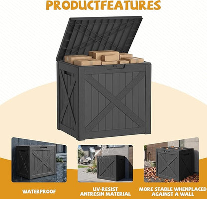 40-Gallon Outdoor Storage Box, Waterproof Deck Box for Patio Cushions, Garden Tools, Pool Accessories, Lockable Outside Storage Bin for Backyard & Deck (Black)