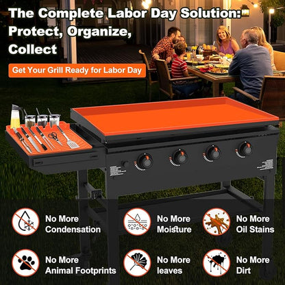 36"Silicone Griddle Cover & 16"Griddle Accessories for Blackstone with Grease Cup Liner, 3PCS Heavy Duty Food Grade Silicone Grill Mat,BBQ Grill Mat All-Season Protection form Grease & Dirt