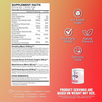 EHP Labs OxyShred Pre Workout Powder & Shredding Supplement - Preworkout Powder with L Glutamine & Acetyl L Carnitine, Energy Boost Drink - Guava Paradise, 60 Servings