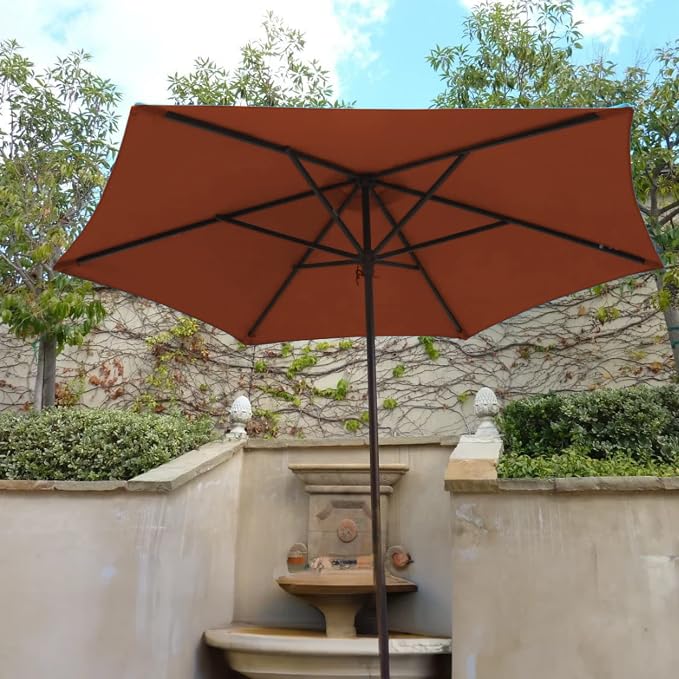 Formosa Covers 9ft 6 Ribs Market Patio Umbrella Replacement Canopy - Top Canvas - 600D UV Protective and Water Resistant Umbrella Fabric - Premium Replacement Canopy Cover ONLY (Terracotta)