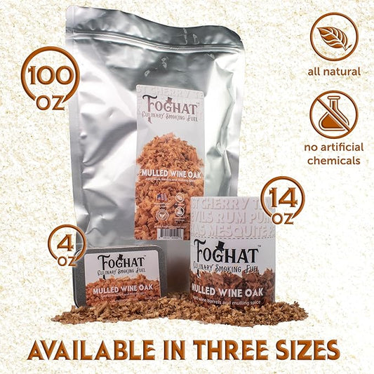 Cocktail Smoker Wood Chips - 14oz Mulled Wine Oak Shavings for Smoker, Whiskey & Drink Infuser Kit - Natural, Culinary Wood Smoking Chips