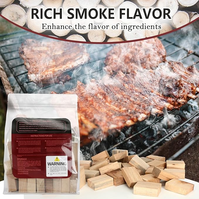 Lumberer Hickory Wood Smoking Chunks – Bold Smoky Flavor for Beef & Game – 100% Natural, Long-Lasting Burn – 4LBS, High-Temp Sterilized