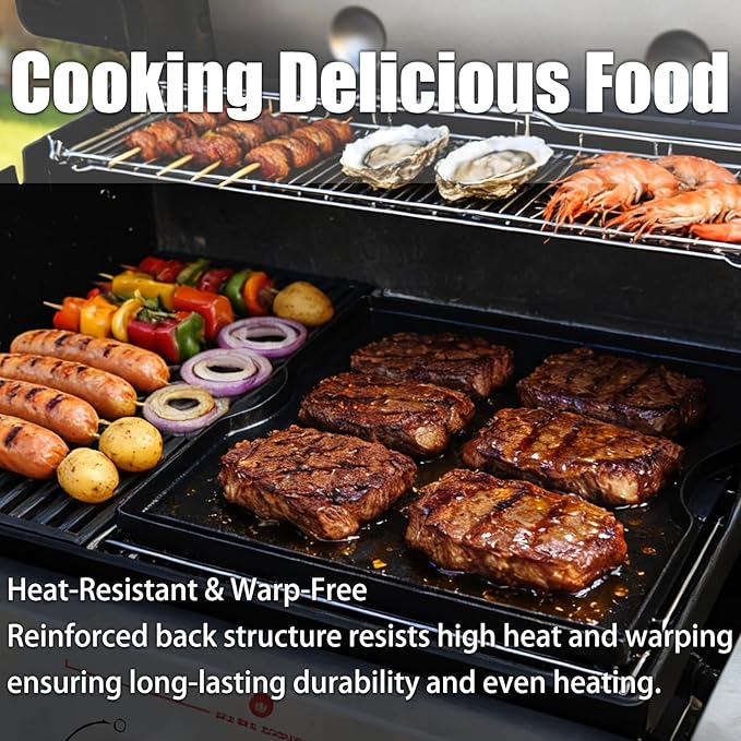 Grill Griddle for Weber Genesis 300 & 400 Series (2022+),Porcelain-Enameled Cast lron Dual Sided Sear Replacement Parts for Weber,hick Nonstick BBQ Griddle Pan,16.14" x 16.14"