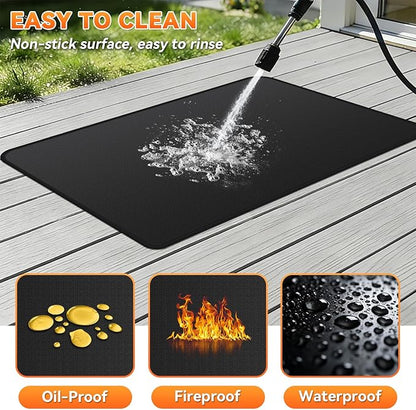 Under Grill Mats for Outdoor Grill - 72 x 39 Inch BBQ Mats for Outdoor Grill Deck Protector, Double-Sided Fireproof Oil-Proof Waterproof, Easy to Clean, Perfect for Outdoor Grilling
