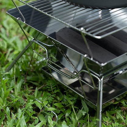 Tentock Folding Campfire Grill, Portable Fire Pit Grill for Camping, bbq Grill Charcoal 304 Stainless Steel Grate Barbeque Grill with Carrying Bag