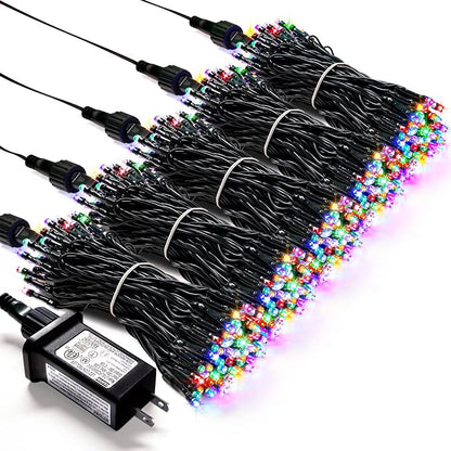 JMEXSUSS 500 LED Multicolor Christmas Tree Lights Plug in | 8 Modes, Indoor Outdoor Use, Waterproof, Green Wire, Twinkle Christmas String Lights for Tree Yard Garden Xmas Decoration