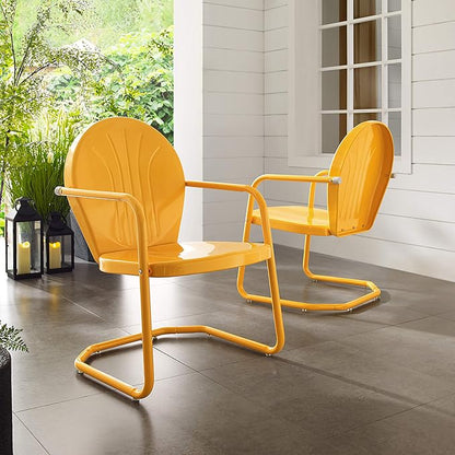 Crosley Furniture Griffith Outdoor Chair, Retro Metal Patio Chairs for Dining, Porch, Deck, Balcony, Tangerine