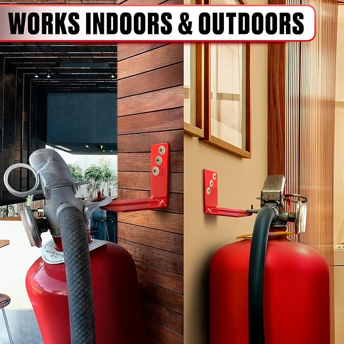Fire Extinguisher Mount Brackets Set of 4, Heavy Duty Wall Mount Hook 2.36 x 1.57 x 2.36 in, Screws Anchors and Gaskets, Quick Install Holder, Supports up to 20 lb for Garage Workshop Home Cabinet Use