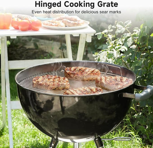 SHINESTAR Hinged Grill Grate, Fits for Weber 22" Charcoal Grills, 21.5" BBQ Cooking Grate Compatible with Original Kettle, Master Touch, Performer, and Jumbo Joe Premium
