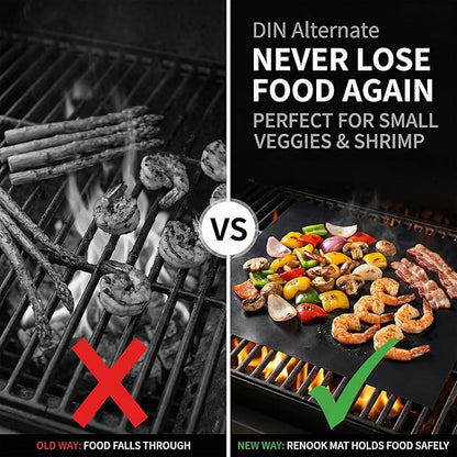 Grill Mats for Outdoor BBQ Cooking, Set of 6, 15.75 x 13 in, PFOA-Free Reusable BBQ Mats