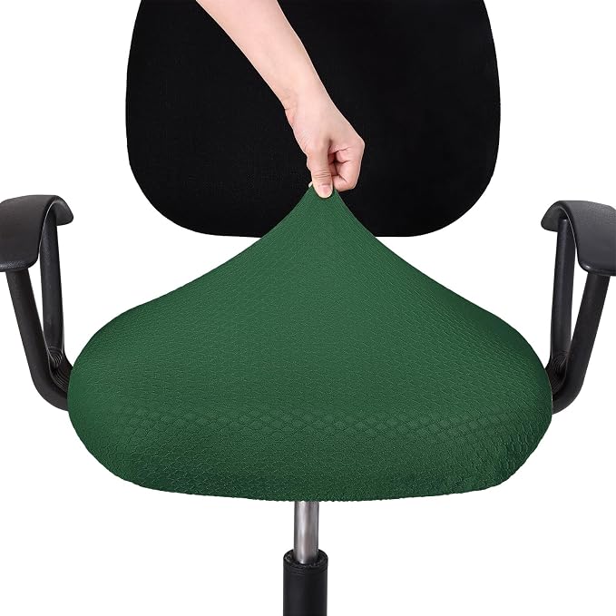 Smiry Office Computer Chair Seat Covers for Desk, Anti-dust Protector | Stretch Jacquard Removable Washable Desk Chair Seat Cushion Protectors, Emerald Green