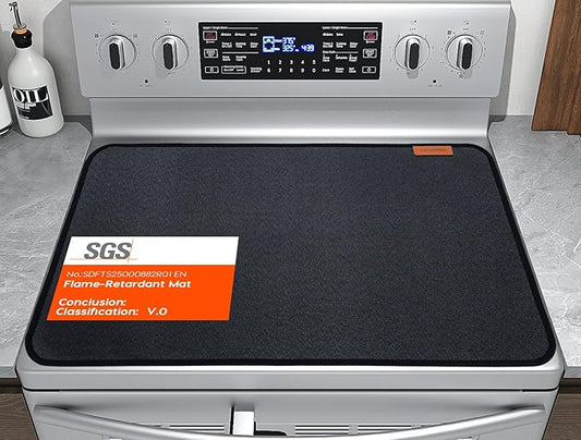 VIESEMBO Fireproof Stove Cover, 28.5×20 Inches Electric Stove Top Cover, Heat Resistant GlassTop Stove Cover Protector, Kitchen Flat Stove Top Covers for Electric Stove Black
