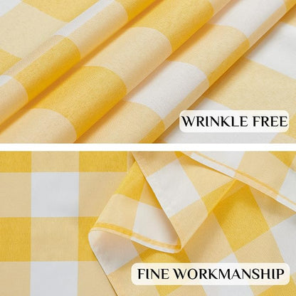 Softalker Gingham Checkered Tablecloth Rectangle - Outdoor Waterproof Buffalo Plaid Table Cloth, Stain Resistant Washable Table Cover for Picnic, Camping, Dining - Yellow and White, 60 x 102 Inch