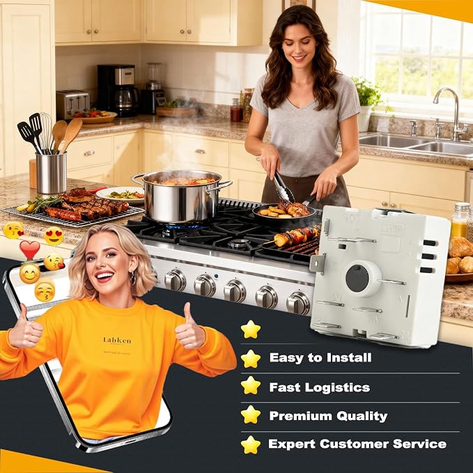WB24T10063 Dual Burner Infinite Switch for GE Electric Range Stove Surface Element Control Replacement Part Replaces AP3189829 PS236785 WB24T10015