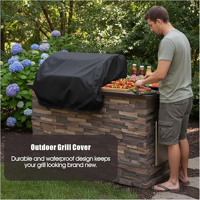 30" Built-in Grill Cover for Outdoor Kitchen - Winterproof & Waterproof BBQ Grill Head Cover, Heavy Duty 420D Oxford, Snow/Frost/Rain Protection for Built-in Gas Grills
