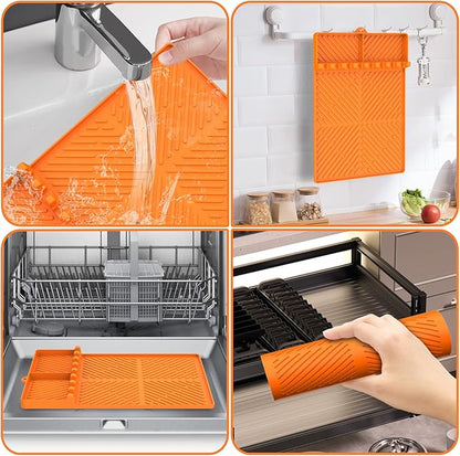Silicone Griddle Tools - Spatula Mat with Drip Pad, Grill Utensil Holder, Side Shelf Mat for Kitchen, Cooking, Countertop, Griddle Accessories - 1 Pack
