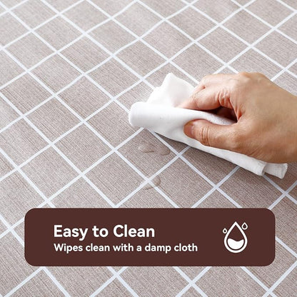 Romanstile Rectangle Vinyl Tablecloth, 100% Waterproof Oil-Proof Checkered Plastic Table Cloth, Heavy Duty Wipeable Table Covers for Dining, Camping, Picnic, Outdoor - 54 x 78 Inch, Sand