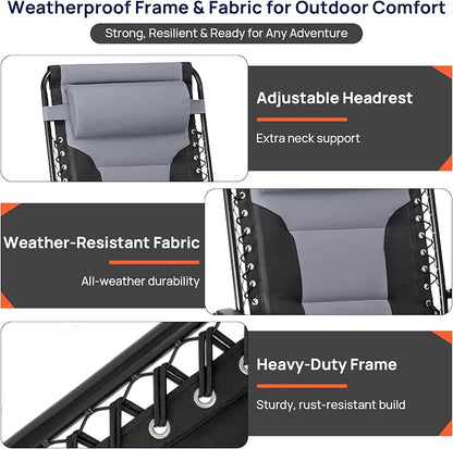 Zero Gravity Lawn Chairs, Oversized Padded Outdoor Chairs with Cup Holder | Oversized Zero Gravity Design, Weightless Comfort with Padded Support, Adjustable Recline, Cup Holder for Lawn and Camping.