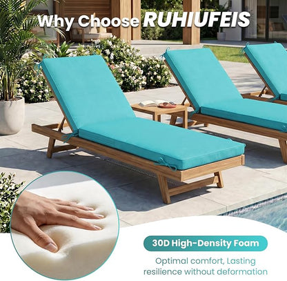 Chaise Lounge Cushions Outdoor, Water-resistant and Fade-Resistant Patio Lounge Chair Cushions, Furniture Replacement Cushions Ideal for Pools, Gardens and Balconies, 72" x 21" x 3",Lake Blue