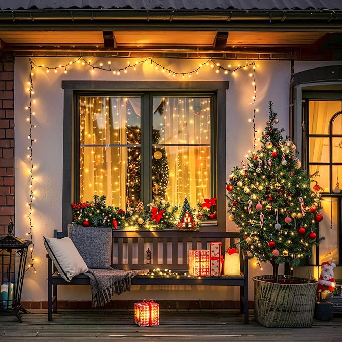 JMEXSUSS 800 LED Outdoor Christmas Lights, Warm White Christmas Tree Lights | 272ft, 8 Modes, Remote Control, Green Wire, Waterproof Led String Lights for Outside Indoor Xmas Party Tree Decor