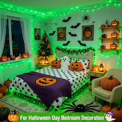 JMEXSUSS 400 LED Green Halloween Lights Outdoor with 8 Modes | 132ft Halloween String Lights Plug in with Remote, Indoor Green Christmas Lights for Tree House Xmas Halloween Decorations