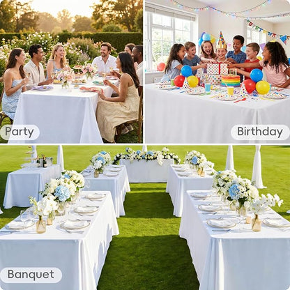 12 Pack White Rectangle Table Cloth 60 x 102 Inch For 6 Foot Tables | Wrinkle Resistant Tablecloth, Washable Polyester Fabric, Rectangular Tablecloth for Wedding Party Banquet Buffet