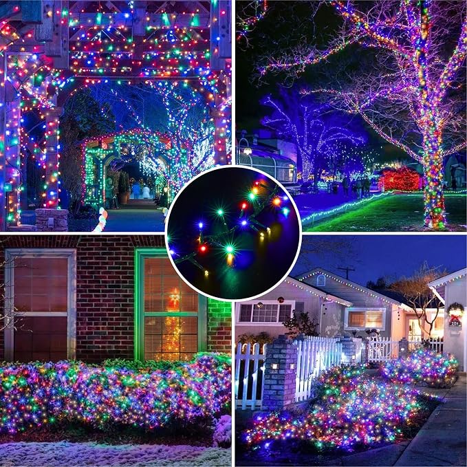 Color Changing String Lights, 500 LED Warm White & Multicolor Christmas Lights Plug in, 10 Modes Timer LED Fairy Lights, Waterproof Christmas Lights Outdoor for Xmas Tree Party Bedroom Decor