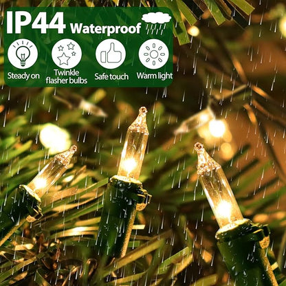 Clear Christmas Lights 50FT 200 Incandescent Bulbs Warm White Mini Lights with Green Wire for Christmas Tree, Garland, Thanksgiving, Wedding, Party, Home, Indoor & Outdoor Festival Decoration