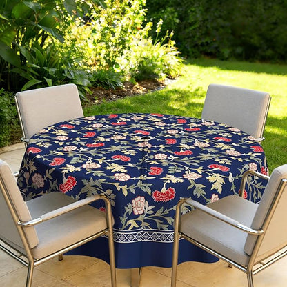 Outdoor Tablecloth with Umbrella Hole Elegant Zipper Patio Table Cloth for Outdoor Patio Garden Yard Decor