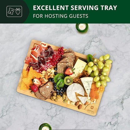 ROYAL CRAFT WOOD Bamboo Cutting Board with Juice Groove - Kitchen Chopping Board for Meat Cheese and Vegetables, Heavy Duty Serving Tray