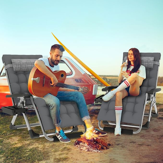 ZENPETIO Oversized Zero Gravity Chair, 33In XXL 500LBS with Cushion | Anti Gravity Recliner Lounge Chair with Aluminum Alloy Lock & Footrest, 90-170° Adjustable, for Lawn Patio Indoor Outdoor