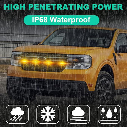 Front Grille Led Light For 2022 2023 2024 Ford Maverick XLT Raptor Style Grill Lights,Maverick Accessories (Only Fit XLT-Amber)