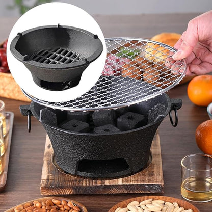 Portable Charcoal Grill, BBQ Grill, Mini Japanese Cast Iron Tabletop Furnace for Party Camping Patio Outdoor Backpacking, 20cm