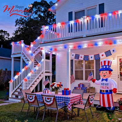 JMEXSUSS 1000 LED 328ft Red White and Blue Lights Plug in, Patriotic Lights Outdoor Waterproof for 4th of July Decorations Yard Patio Memorial Day