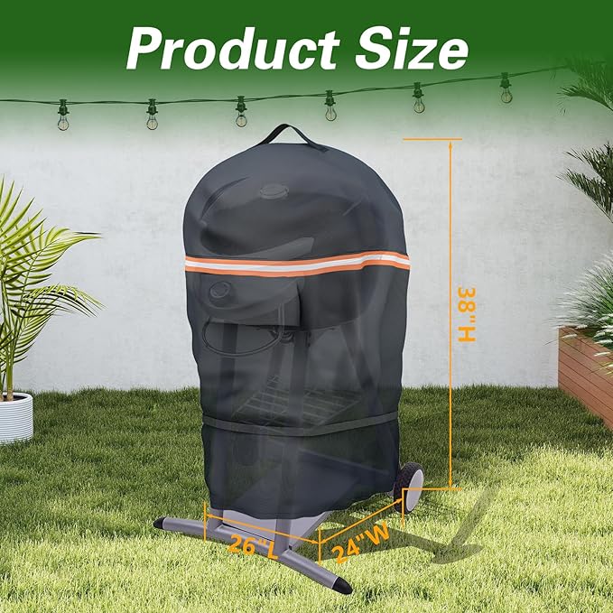 EVRBUL Electric Grill Cover Compatible with Char-Broil Patio Bistro, Waterproof Heavy Duty 420D Electric Grill Cover, Small BBQ Cover with Air Vent Windproof Straps 26" L x 24" W x 38" H