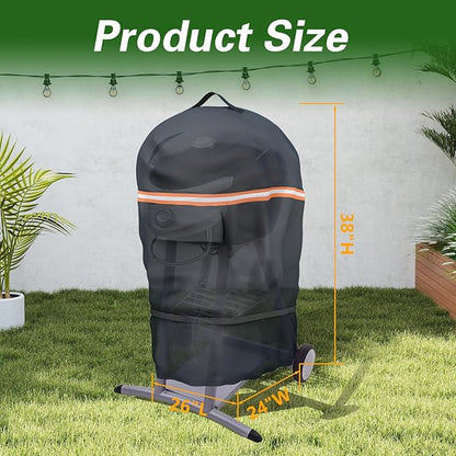 EVRBUL Electric Grill Cover Compatible with Char-Broil Patio Bistro, Waterproof Heavy Duty 420D Electric Grill Cover, Small BBQ Cover with Air Vent Windproof Straps 26" L x 24" W x 38" H