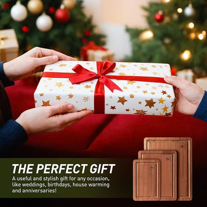 6 Packs Bamboo Cutting Board Set with Non Slip Feet and Over Sink Nice Solid Thick Wood Juice Groove Chopping Board Extra Large Big Small Best Hardwood Kitchen Counter Organic Vegetable